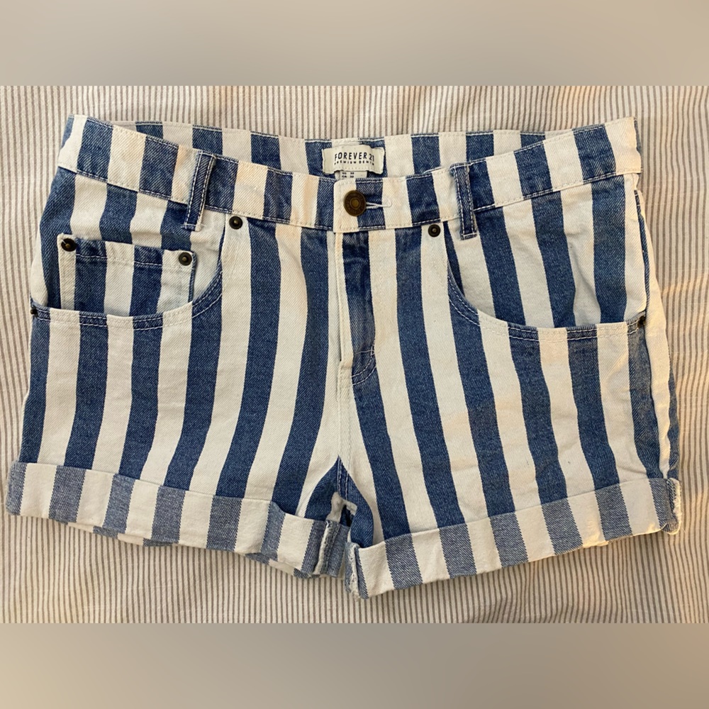 Striped denim short